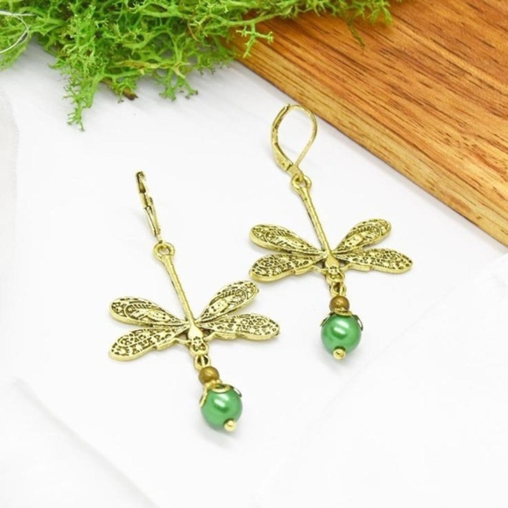 Gold Dragonfly Earrings